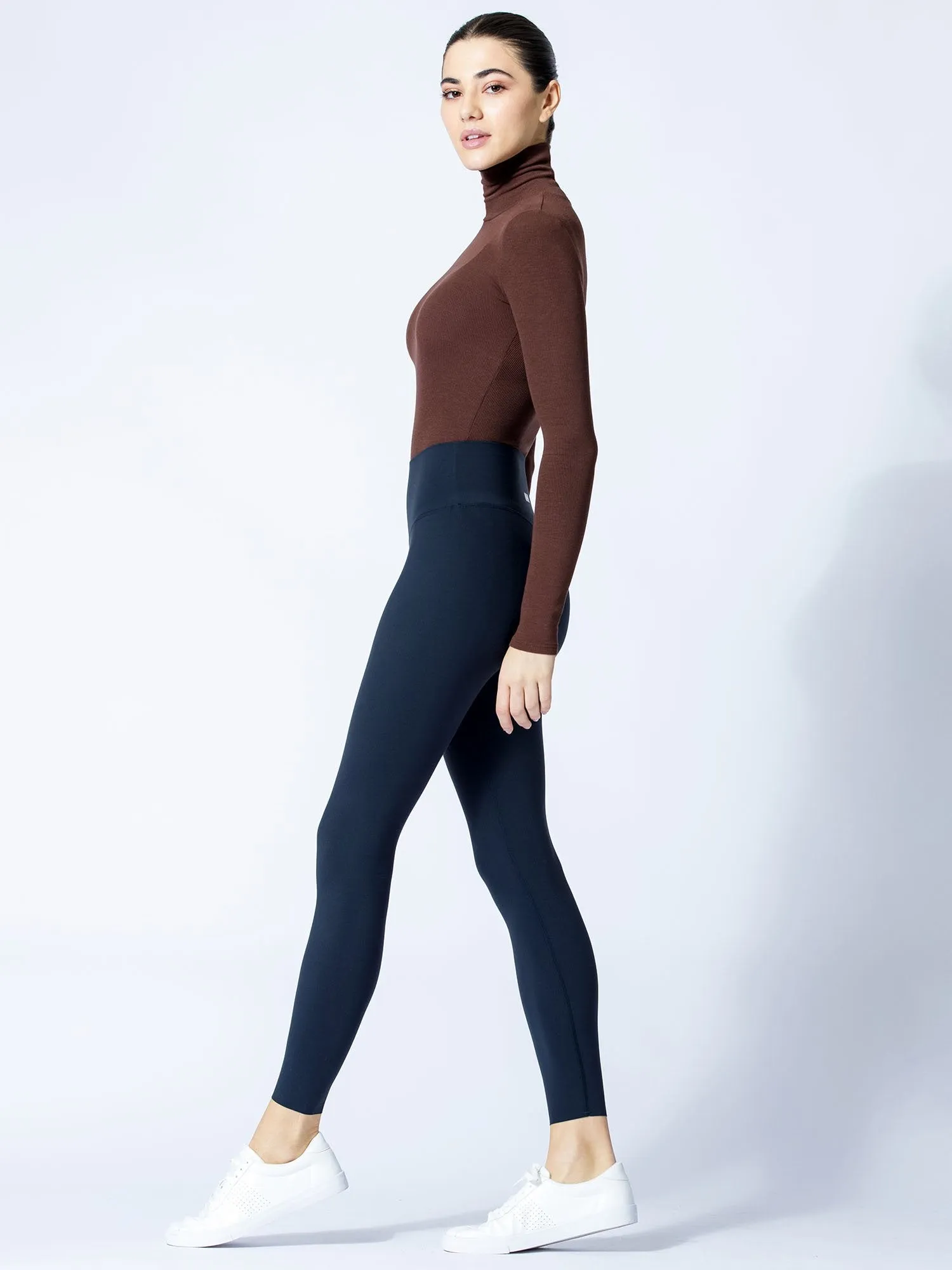 TURTLENECK BODYSUIT, DEEP BROWN