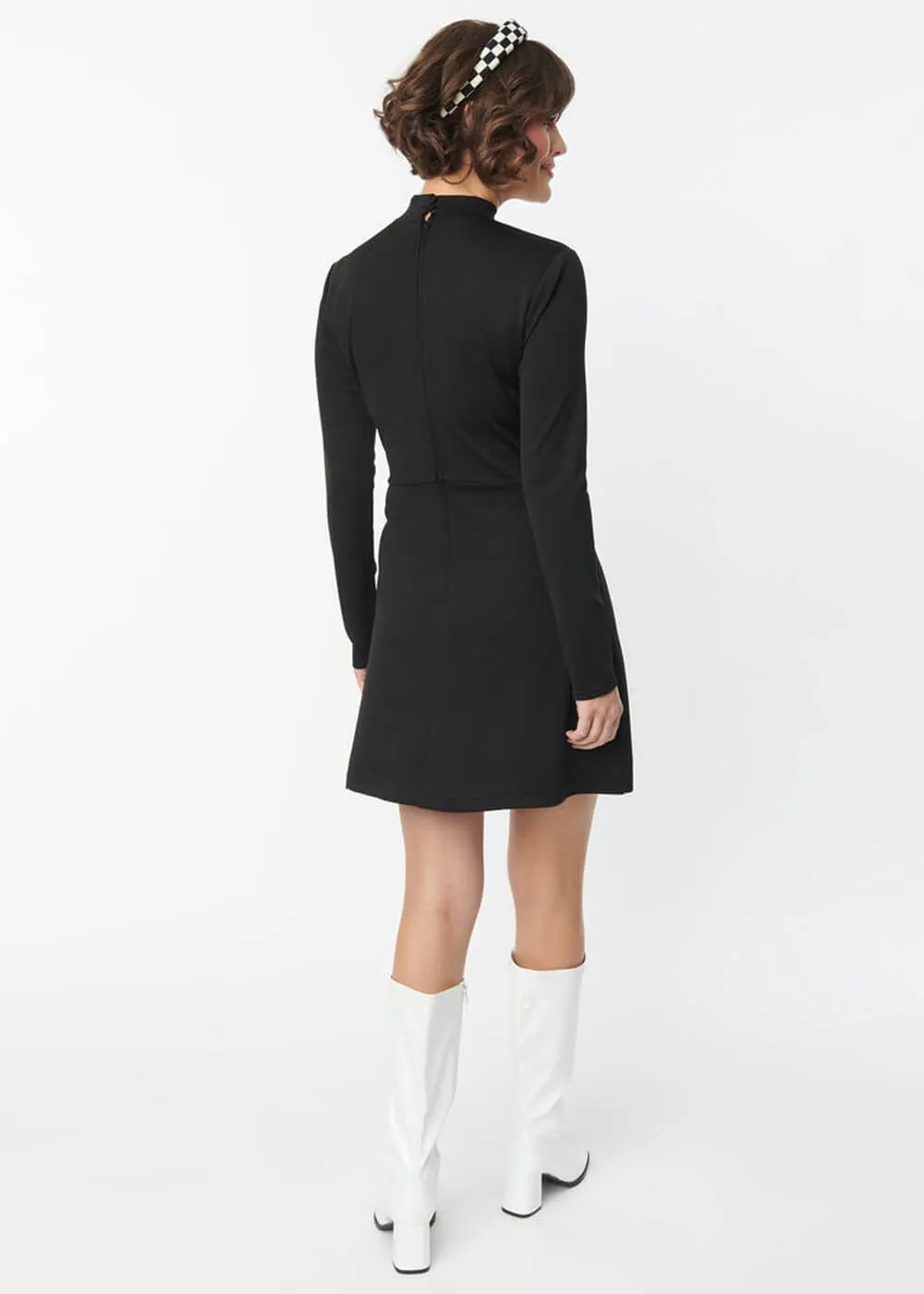 Unique Vintage Smak Parlour Mock Turtleneck 60's Dress Black