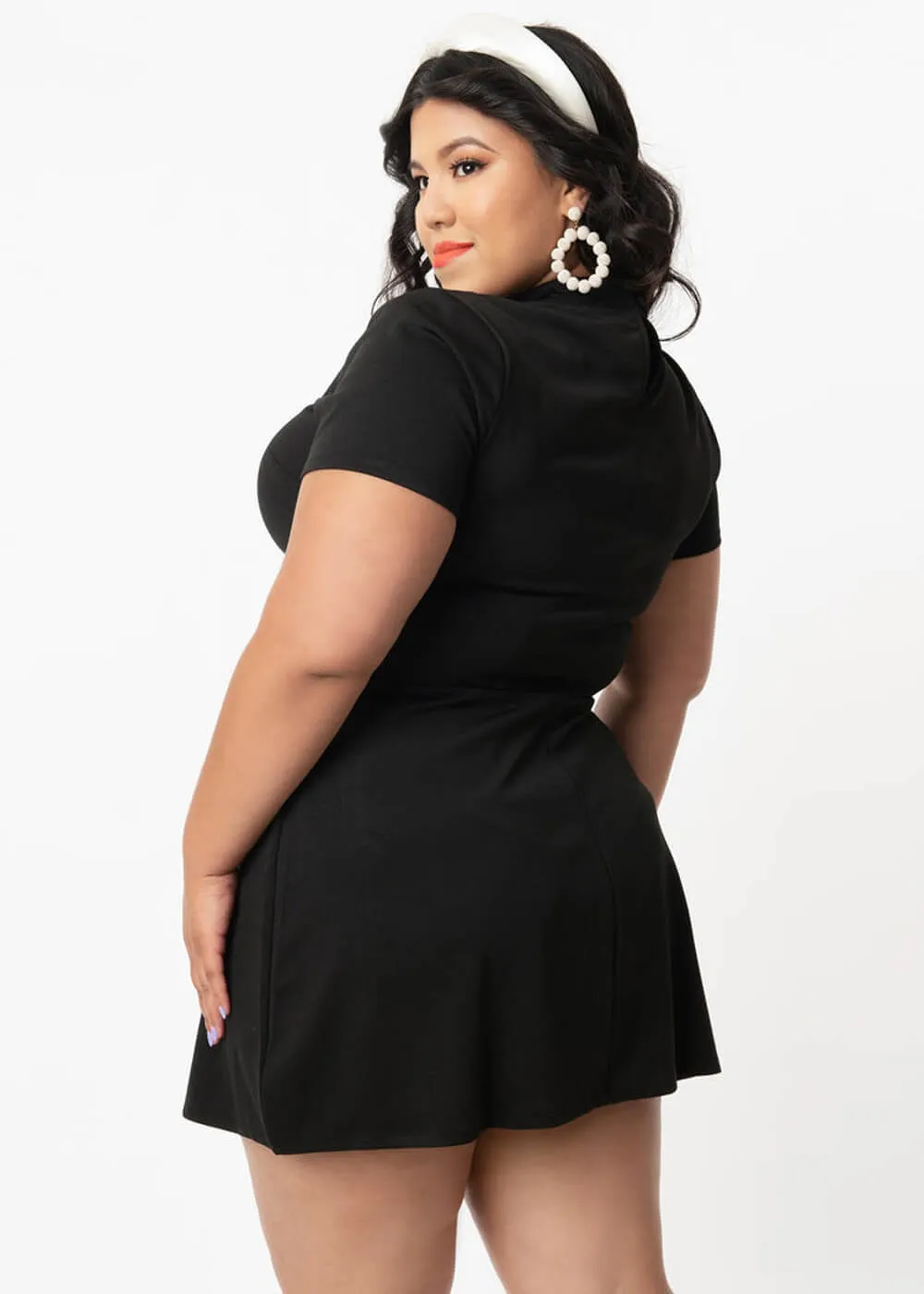 Unique Vintage Smak Parlour Mock Turtleneck 60's Dress Black