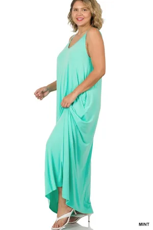 V-NECK MAXI SUN DRESS | CURVY| MINT |