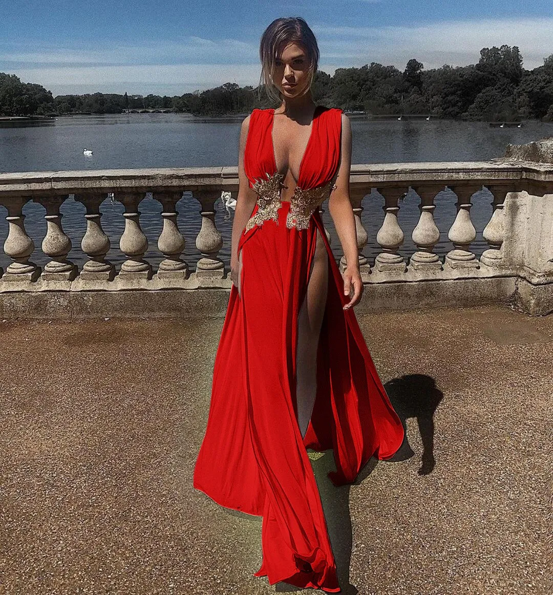 V-neck Sleeveless Dress