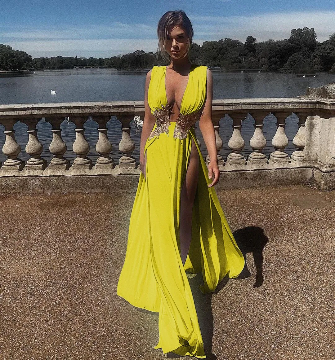 V-neck Sleeveless Dress