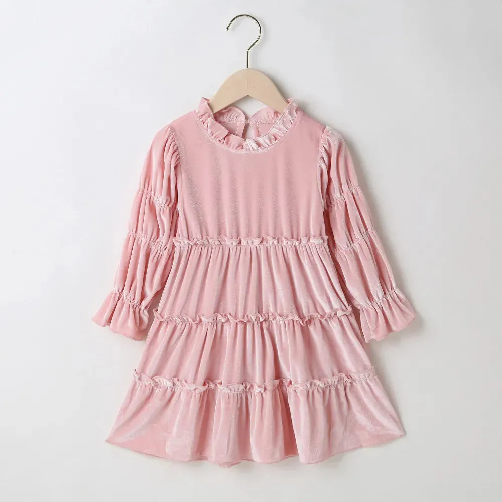 Velvet Turtleneck Girls' Dress Set