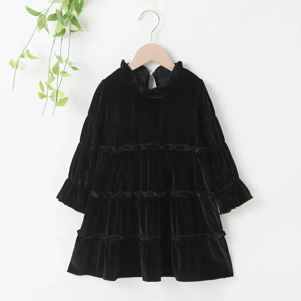 Velvet Turtleneck Girls' Dress Set