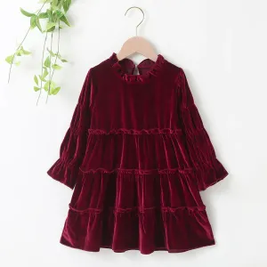 Velvet Turtleneck Girls' Dress Set