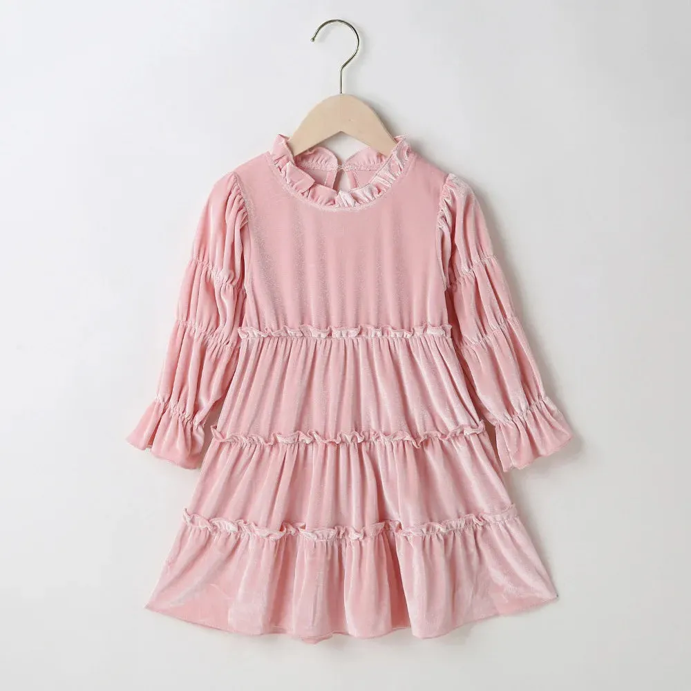 Velvet Turtleneck Girls' Dress Set