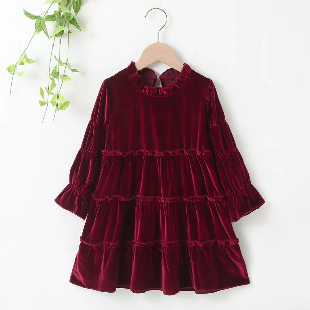 Velvet Turtleneck Girls' Dress Set