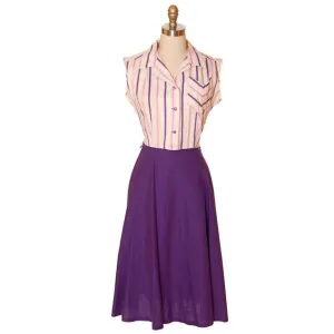 Vintage House Dress Purple/Stripes 1940s 43-30-48