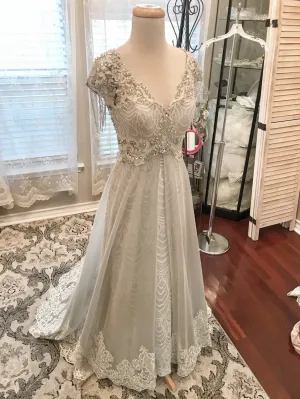 Vintage Style Pearl Beading Sheath Wedding Dress Sarah