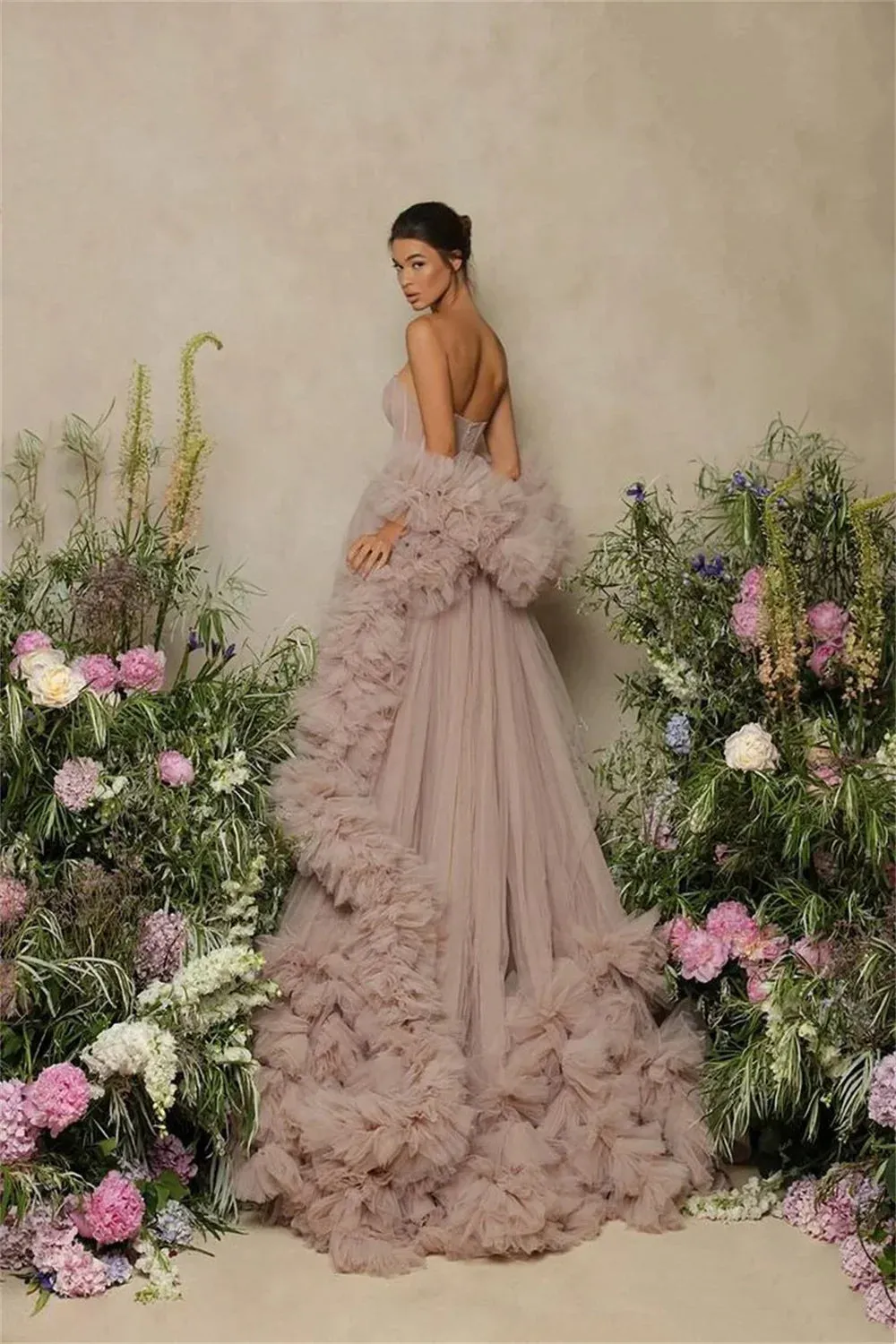 VougeVamp Sexy Tube Top Prom Dress - Elegant Tulle A-Line Evening Gown with Crimping