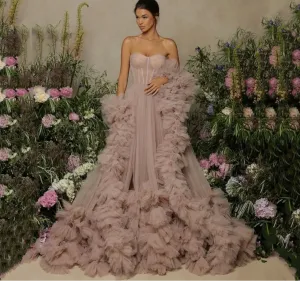 VougeVamp Sexy Tube Top Prom Dress - Elegant Tulle A-Line Evening Gown with Crimping