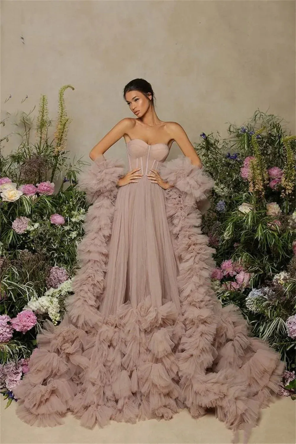 VougeVamp Sexy Tube Top Prom Dress - Elegant Tulle A-Line Evening Gown with Crimping