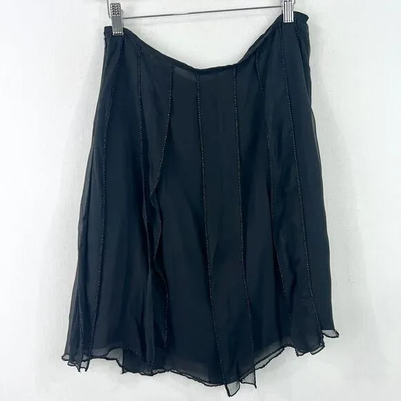 VTG Kenneth Cole Beads of Paradise Black Silk Beaded Skirt 4 Flirty Feminine NWT