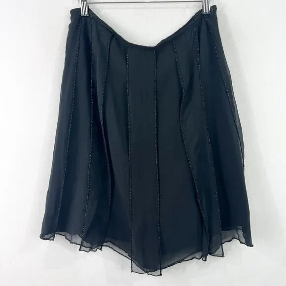 VTG Kenneth Cole Beads of Paradise Black Silk Beaded Skirt 4 Flirty Feminine NWT