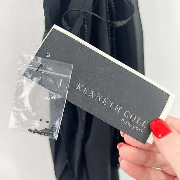 VTG Kenneth Cole Beads of Paradise Black Silk Beaded Skirt 4 Flirty Feminine NWT