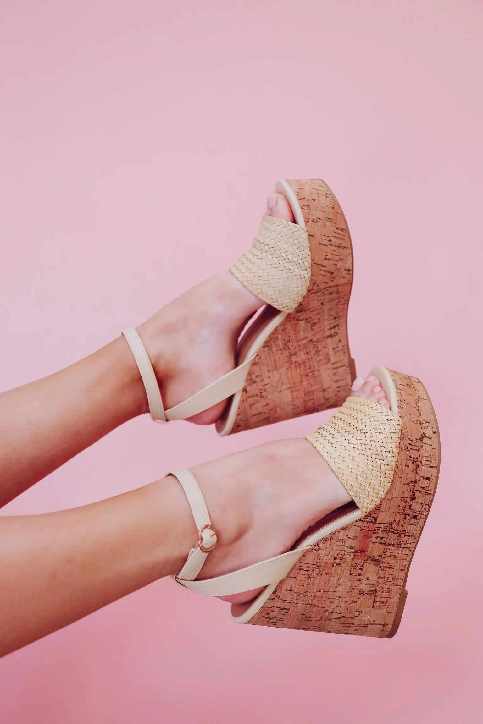 Willa Woven Top Cork Heel Sandal- Natural