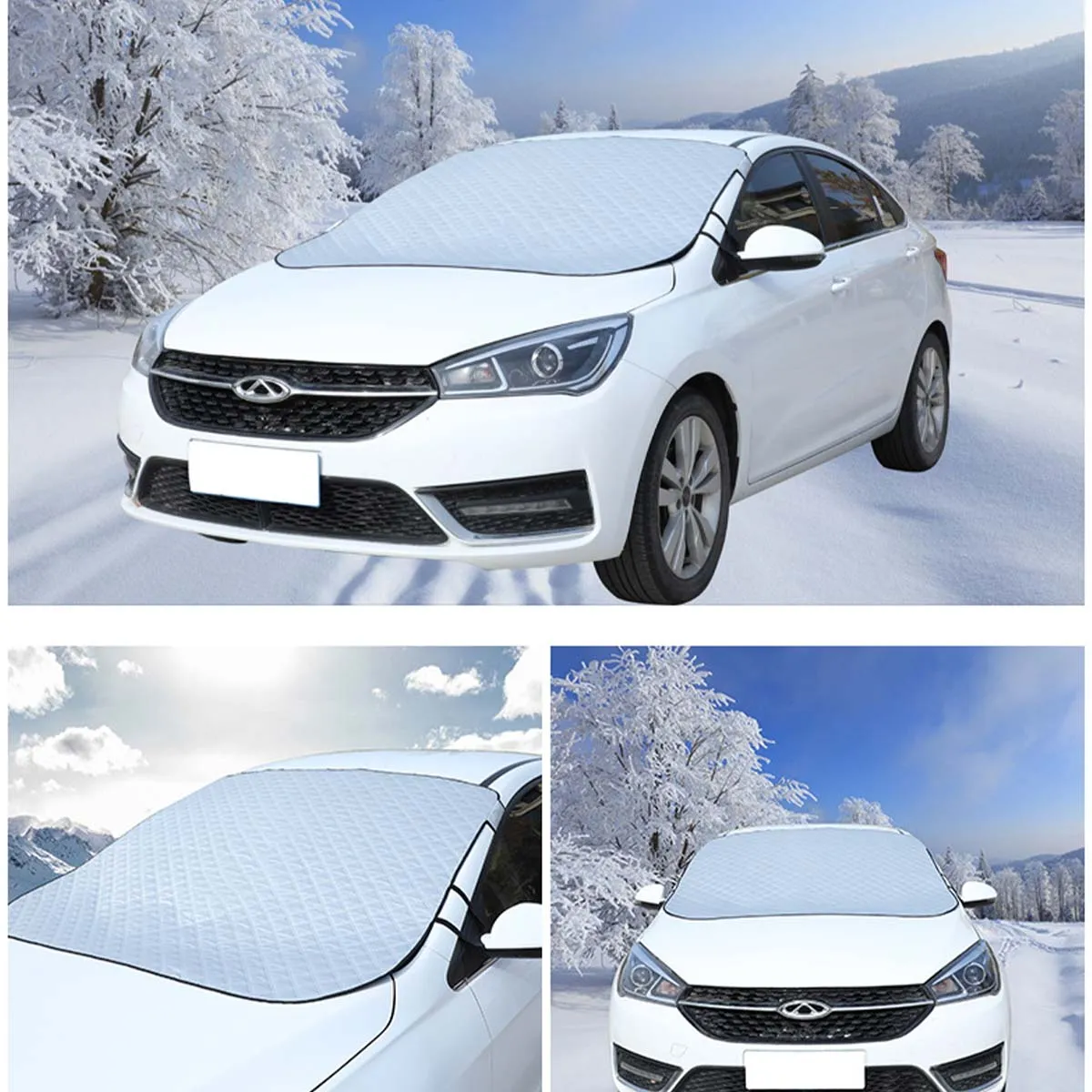Windshield Cover for Ice and Snow, Custom fit for car, Magnetic Windshield Cover, Water, Heat & Sag-Proof Car Windshield Snow Cover, Mirror Protector Windproof Sunshade Cover