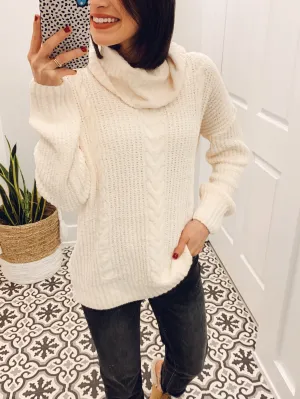 Winter White Cable Knit Sweater
