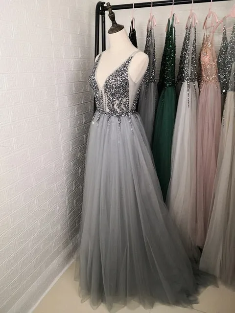 Women Beading Prom Dresses Long 2020