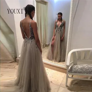 Women Beading Prom Dresses Long 2020