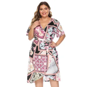 Women Plus Sizes Floral Print Summer Dresses