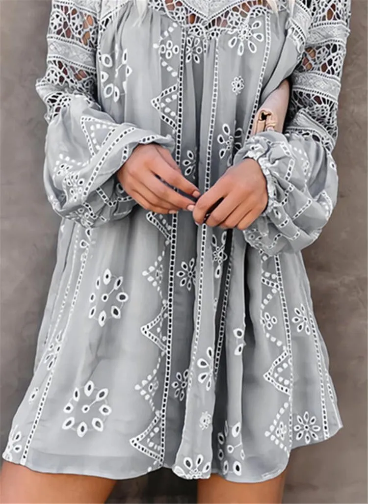 Women Summer Hollow Out Casual Short Dresses