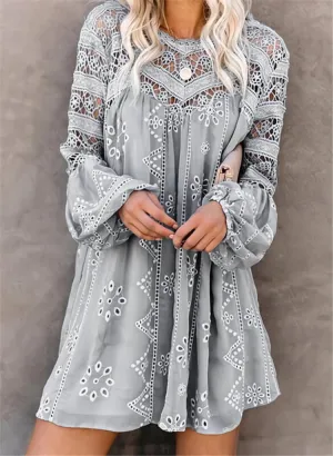 Women Summer Hollow Out Casual Short Dresses