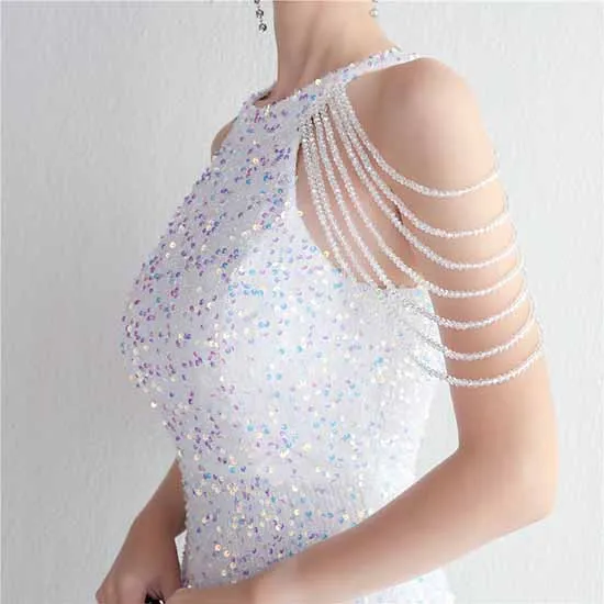 Women Wedding Sequin Dress Sleeveless Maxi Long Dress Formal Evening Prom Gowns S-4XL