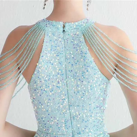 Women Wedding Sequin Dress Sleeveless Maxi Long Dress Formal Evening Prom Gowns S-4XL