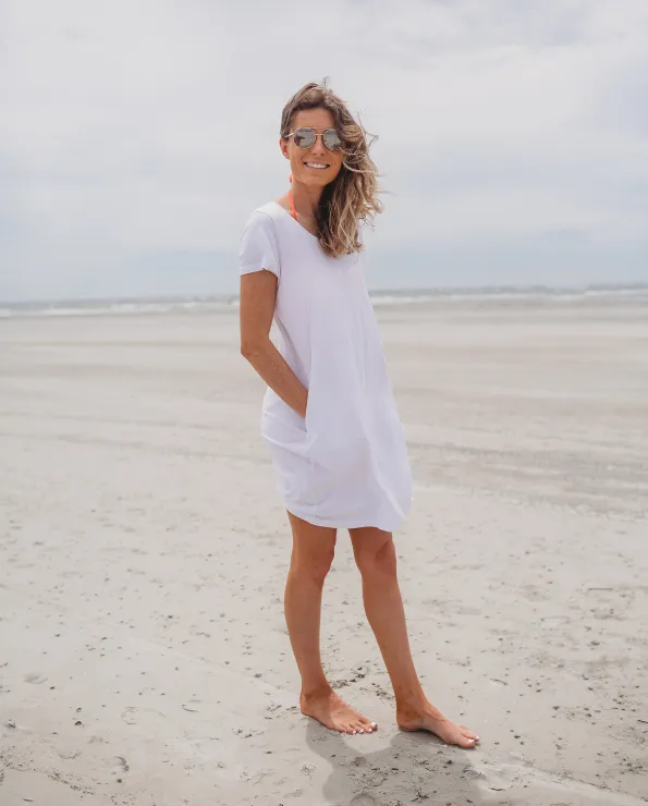 Women's Soft Supima Cotton Easy Cover-Up T-Shirt Pocket Dress | Charcoal