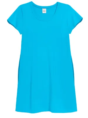 Women's Soft Supima Cotton Easy Cover-Up T-Shirt Pocket Dress | Turquoise