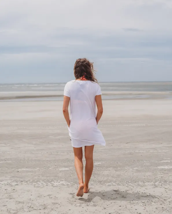 Women's Soft Supima Cotton Easy Cover-Up T-Shirt Pocket Dress | White