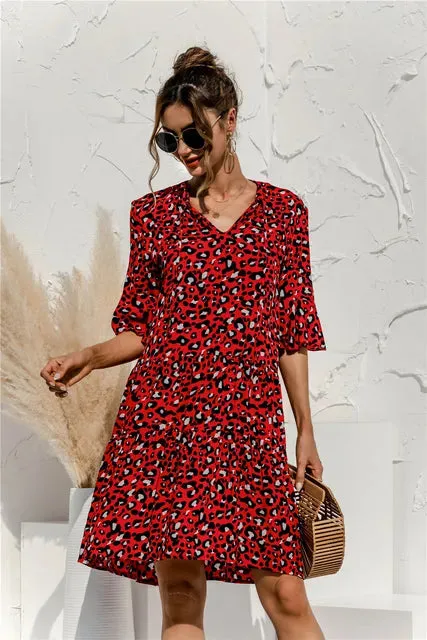 Women's Summer Flowy Animal Print Dress | Midi