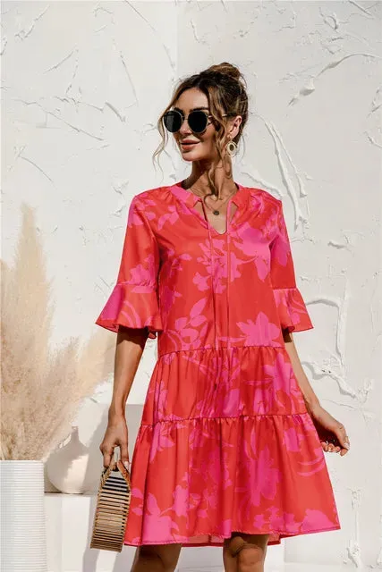 Women's Summer Flowy Animal Print Dress | Midi