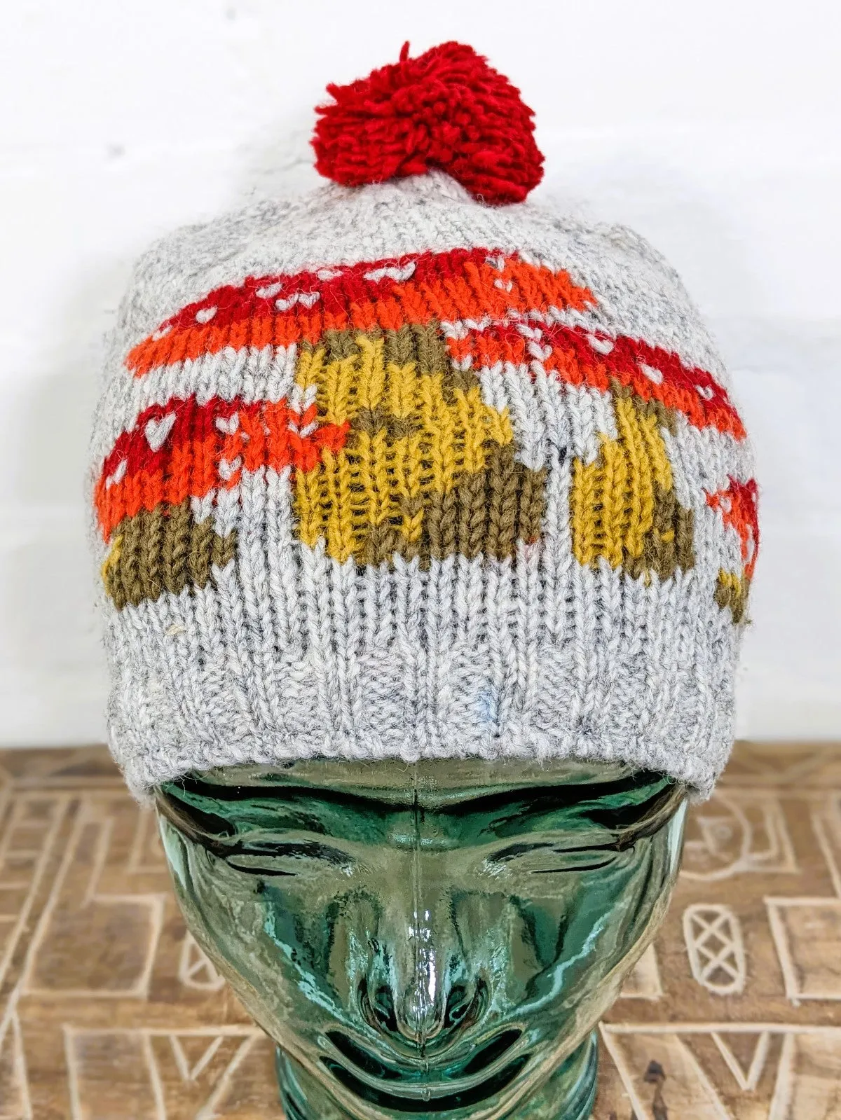 Wool Mushroom Bobble Hat