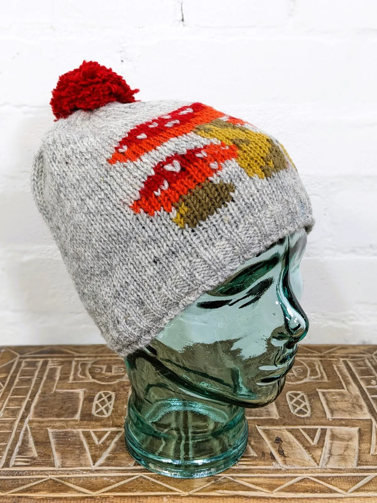 Wool Mushroom Bobble Hat