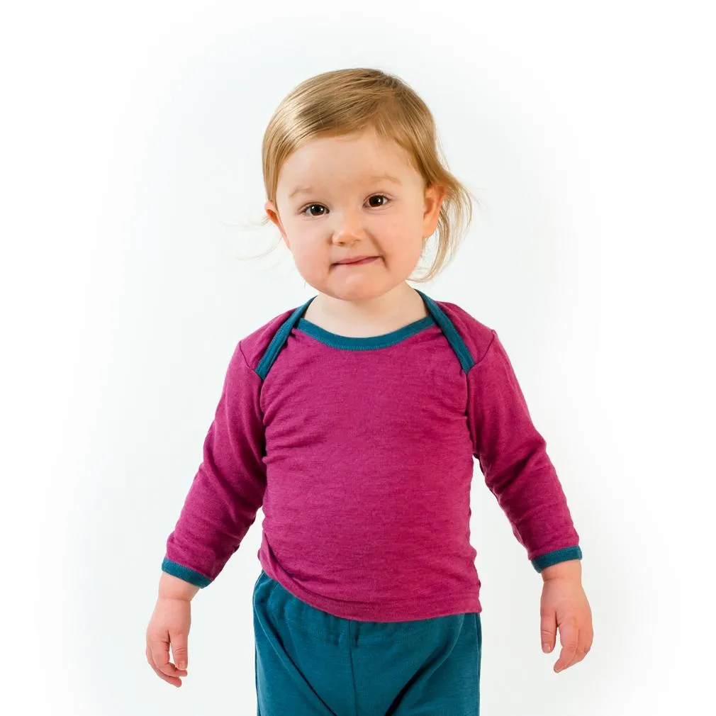 Wool Silk Long Sleeve Fushia Tee