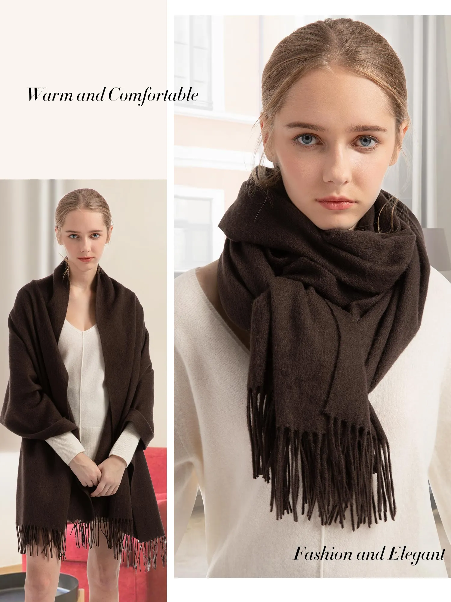 Woolen Bloom Winter Fringed Scarf Wool Shawl Wrap Blanket