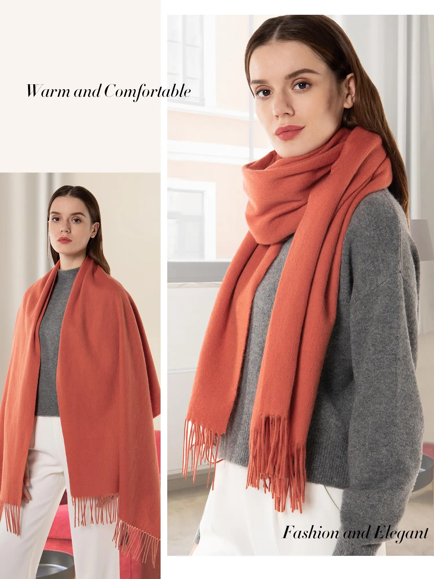 Woolen Bloom Winter Fringed Scarf Wool Shawl Wrap Blanket