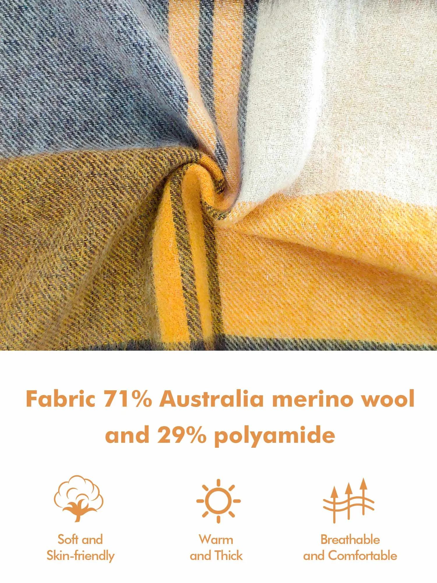 Woolen Bloom Winter Fringed Scarf Wool Shawl Wrap Blanket