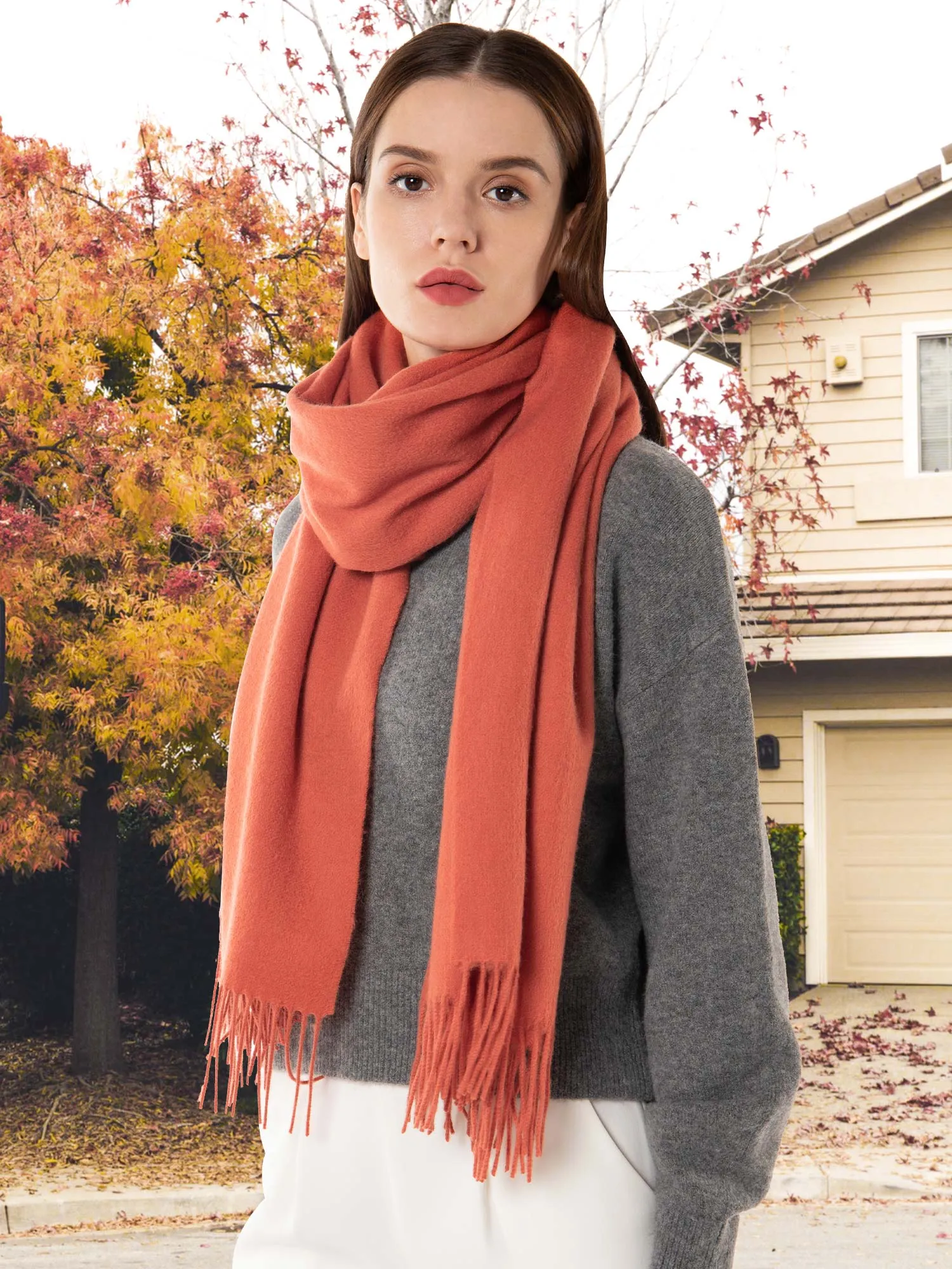 Woolen Bloom Winter Fringed Scarf Wool Shawl Wrap Blanket