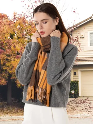 Woolen Bloom Winter Fringed Scarf Wool Shawl Wrap Blanket