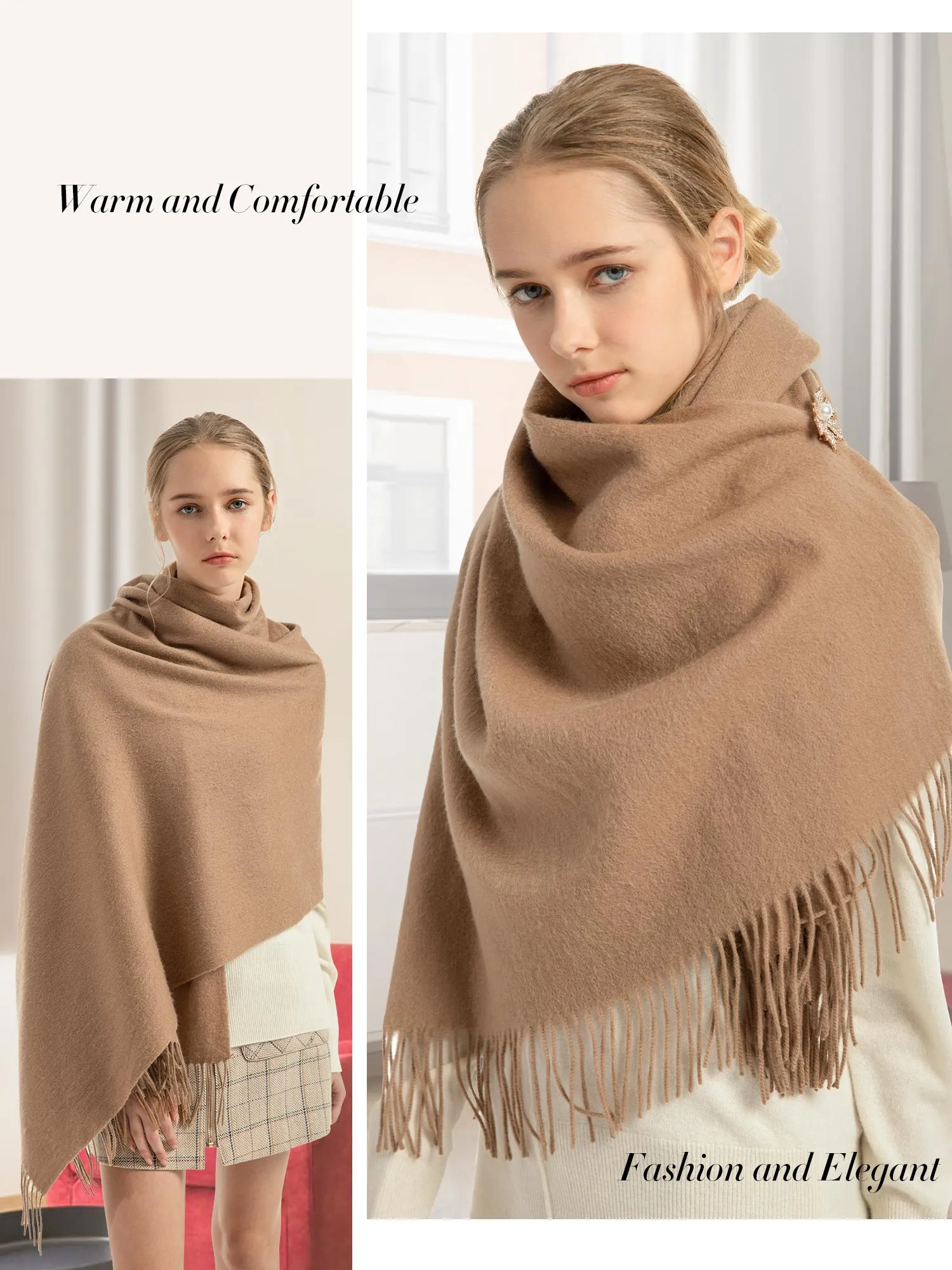 Woolen Bloom Winter Fringed Scarf Wool Shawl Wrap Blanket