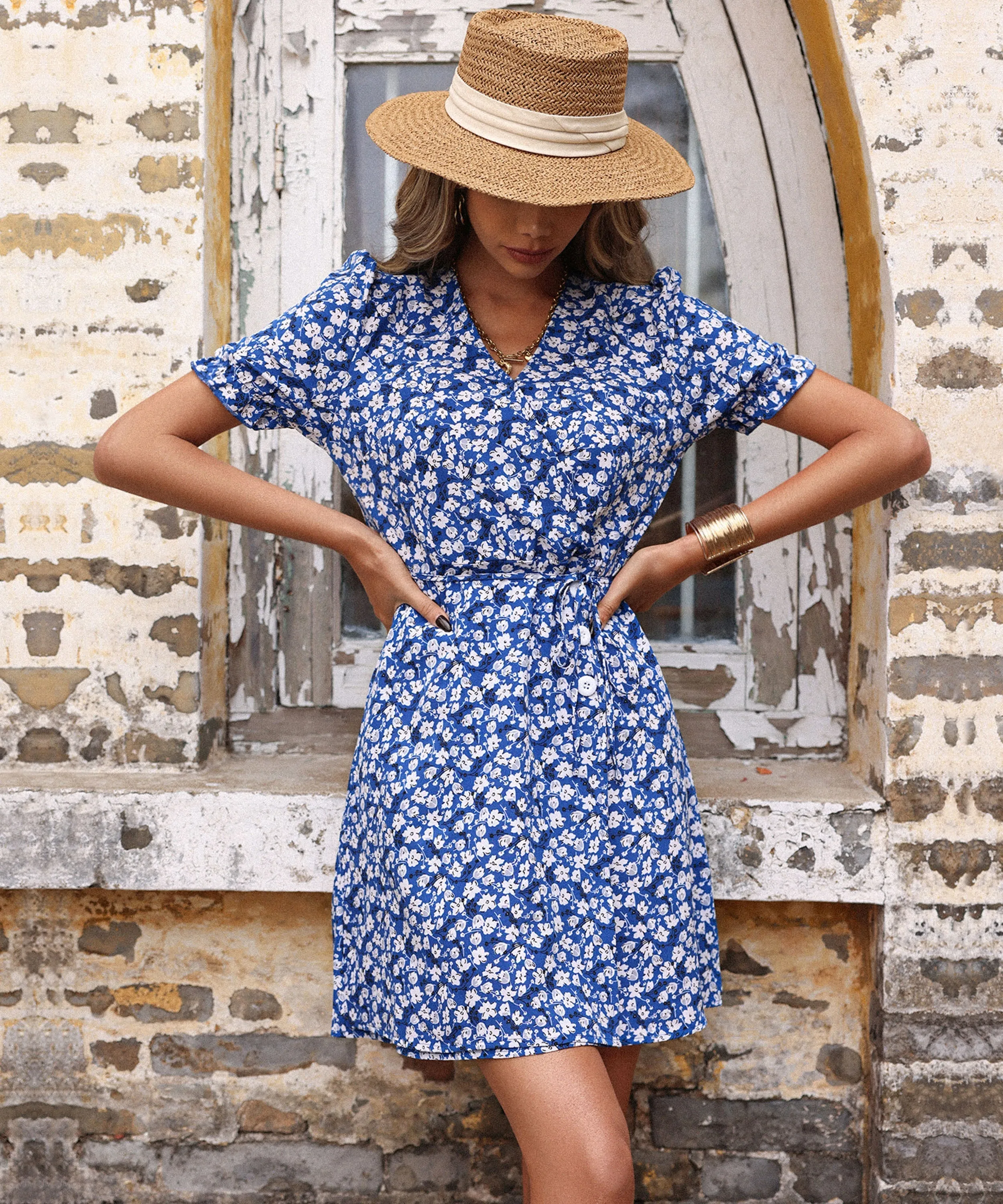 Yule Mini Dress - Blue Print
