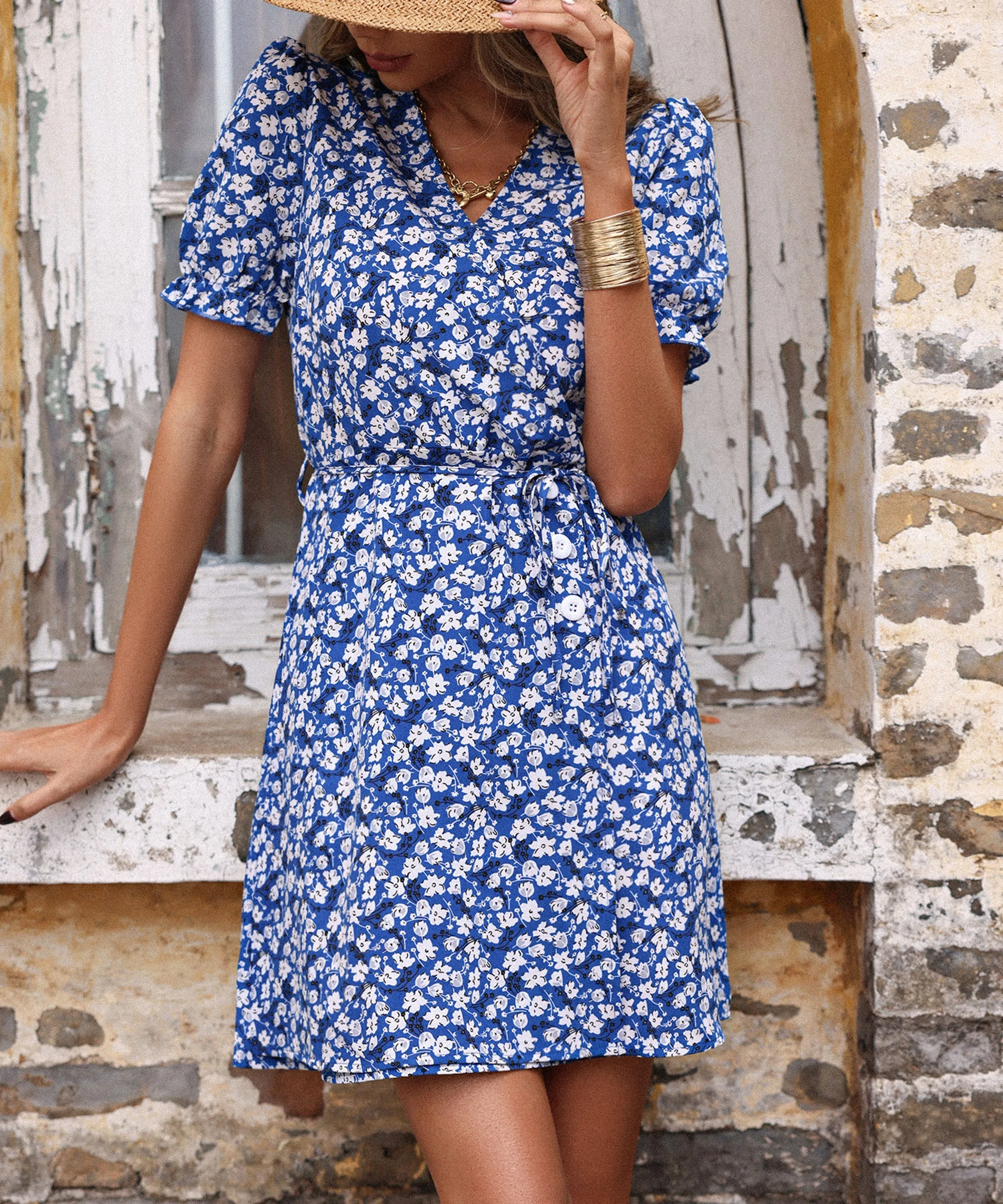 Yule Mini Dress - Blue Print