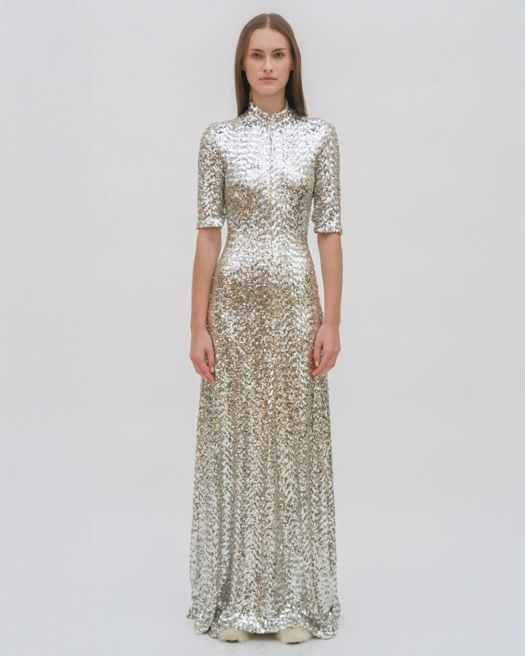 ZIP UP TURTLENECK GOWN
