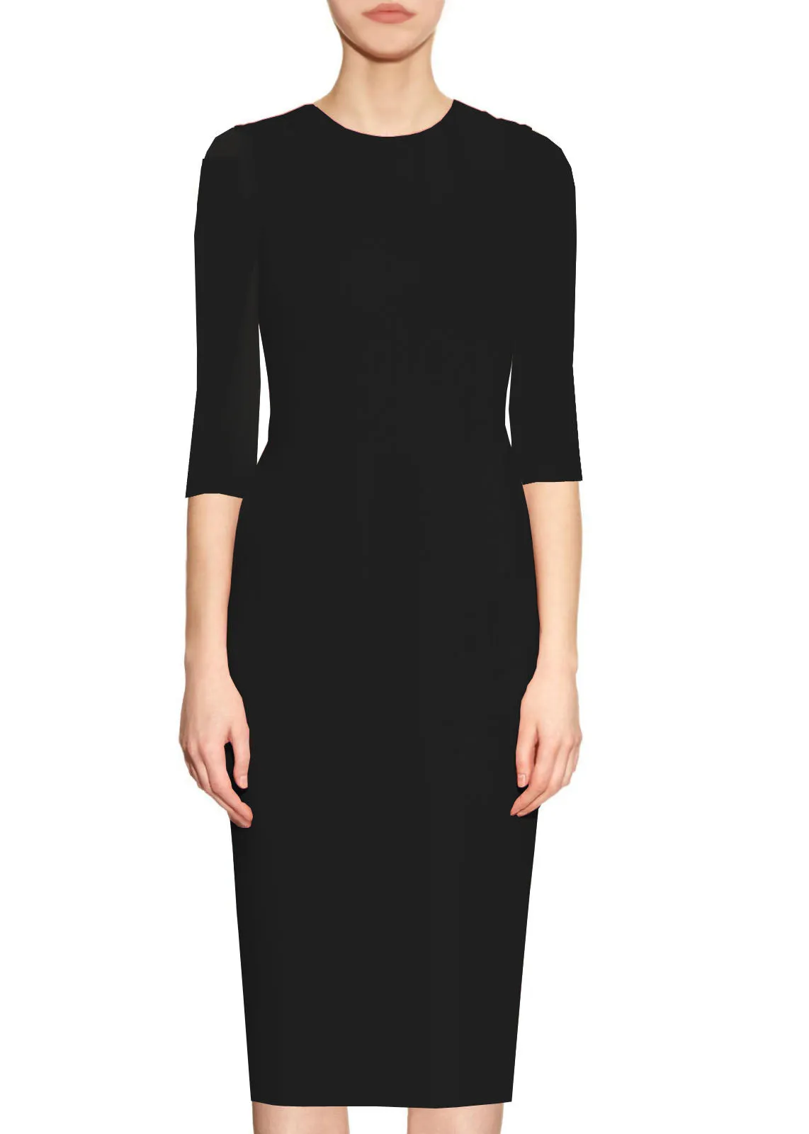 Zurich Tan Sheath Dress with 3/4 Sleeves